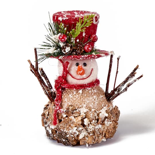 6" Christmas Iced Burlap Snowman